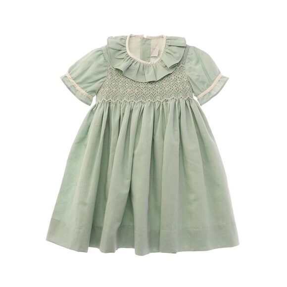 Pepa London GirlsHand-Smocked Linen-Blend Dress Blue
